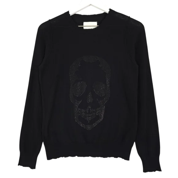 Zadig & Voltaire Cashmere Miss Bis CP Black Skull Sweater - Picture 1 of 9